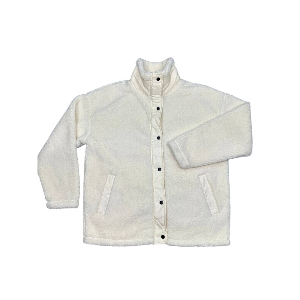 Sage Collective Pro Shop Cream Sherpa Fleece Snap Zip Jacket‎ NR519071MI Mens L